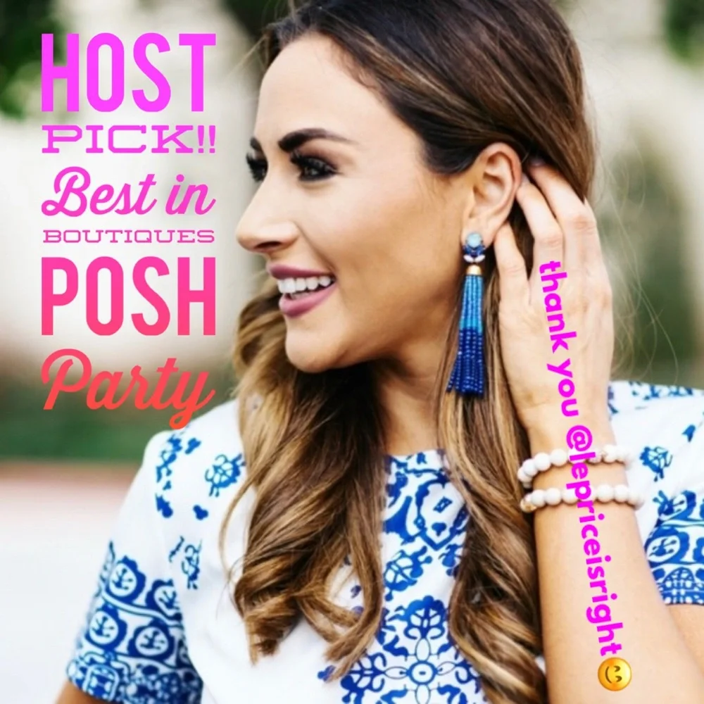 Stella & Dot | Cobalt + Turquoise Hand-beaded Iris Tassel Statement Earr… - Picture 2 of 9